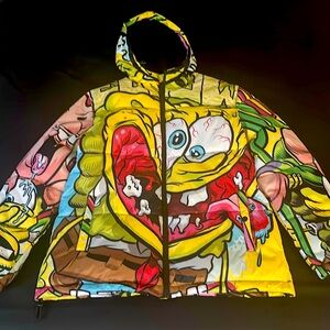 Members Only x Nickelodeon SpongeBob Hooded Puffer Jacket mens size medium